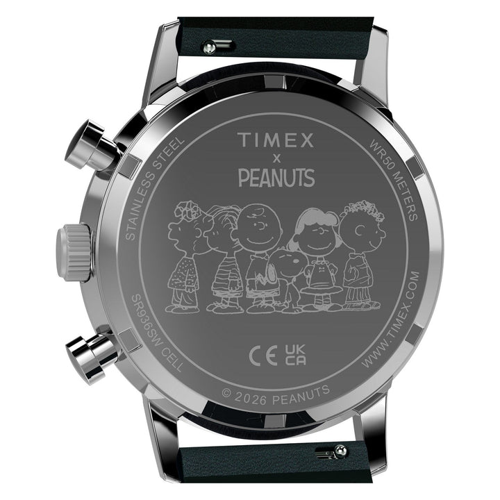 Timex Watches Mens Peanuts® x Timex Marlin® Chronograph 40mm Leather Strap Watch TW2Y85300