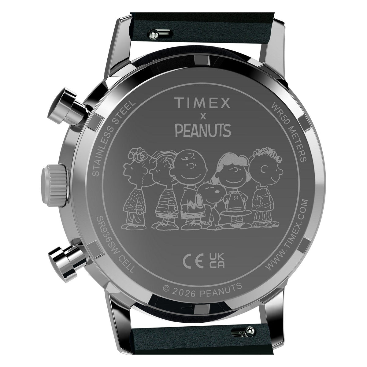 Timex Watches Mens Peanuts® x Timex Marlin® Chronograph 40mm Leather Strap Watch TW2Y85300