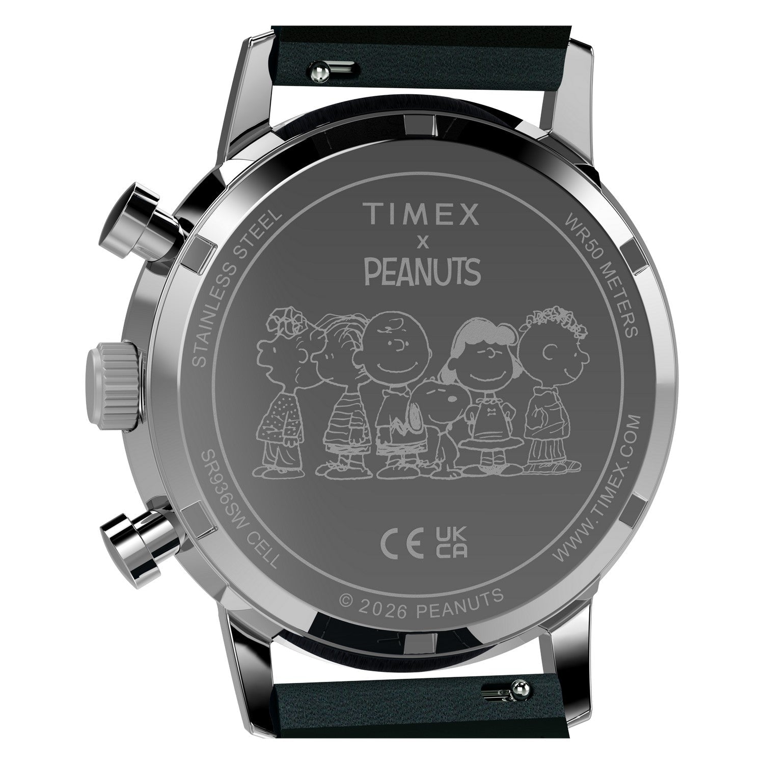 Timex Watches Mens Peanuts® x Timex Marlin® Chronograph 40mm Leather Strap Watch TW2Y85300