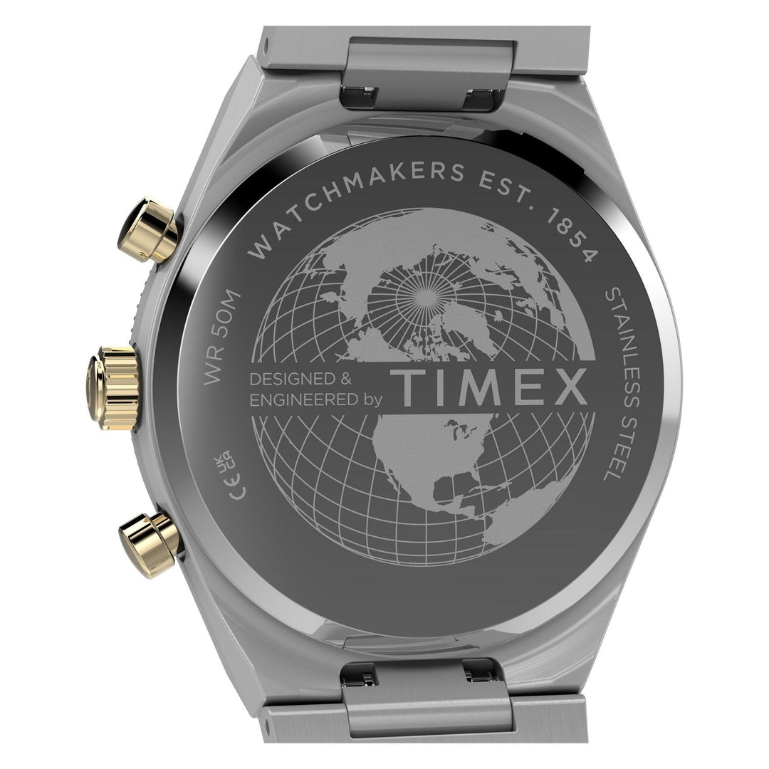 Timex Watches Unisex Q Timex Continental Chronograph 36mm Stainless Steel Bracelet Watch TW2Y92300