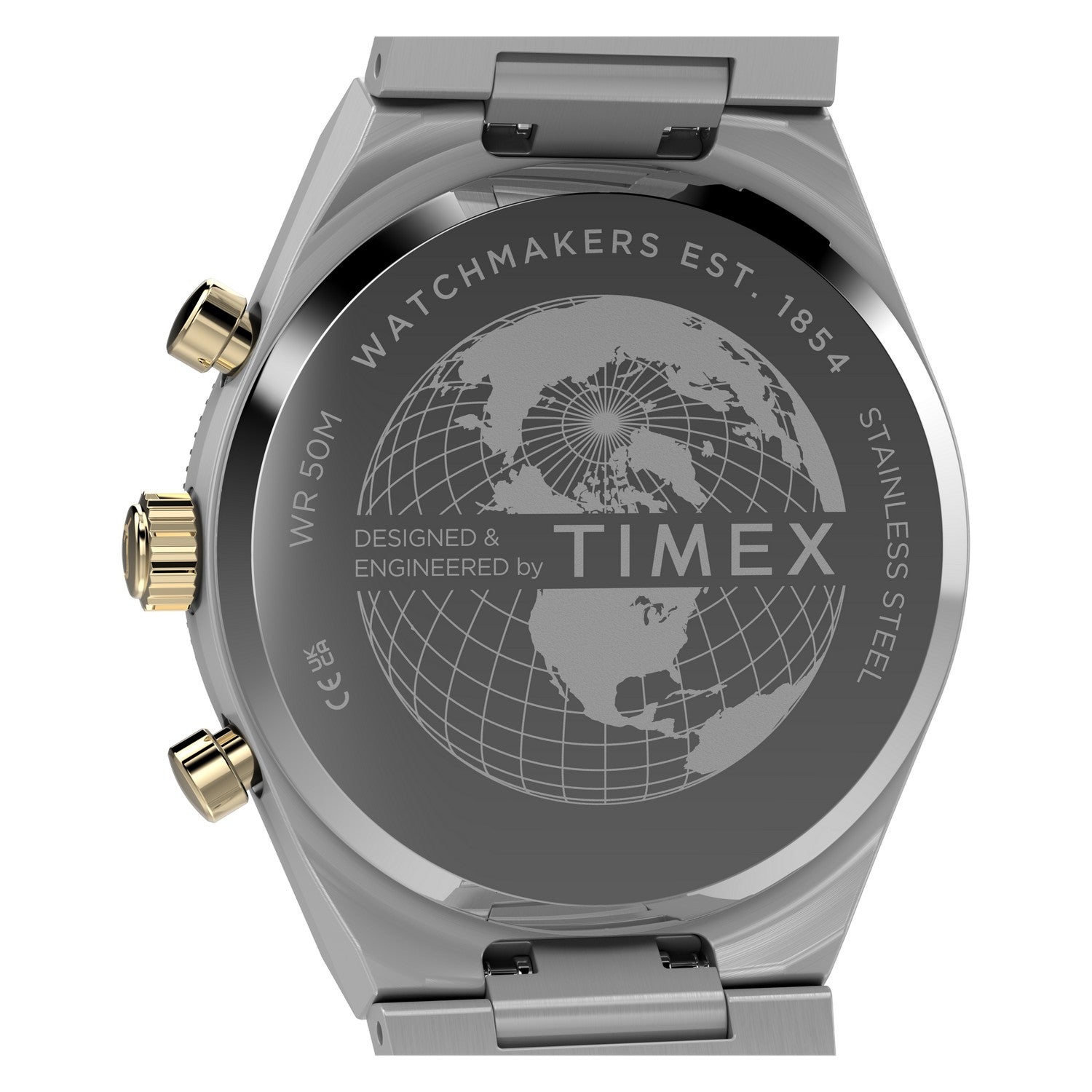Timex Watches Unisex Q Timex Continental Chronograph 36mm Stainless Steel Bracelet Watch TW2Y92300
