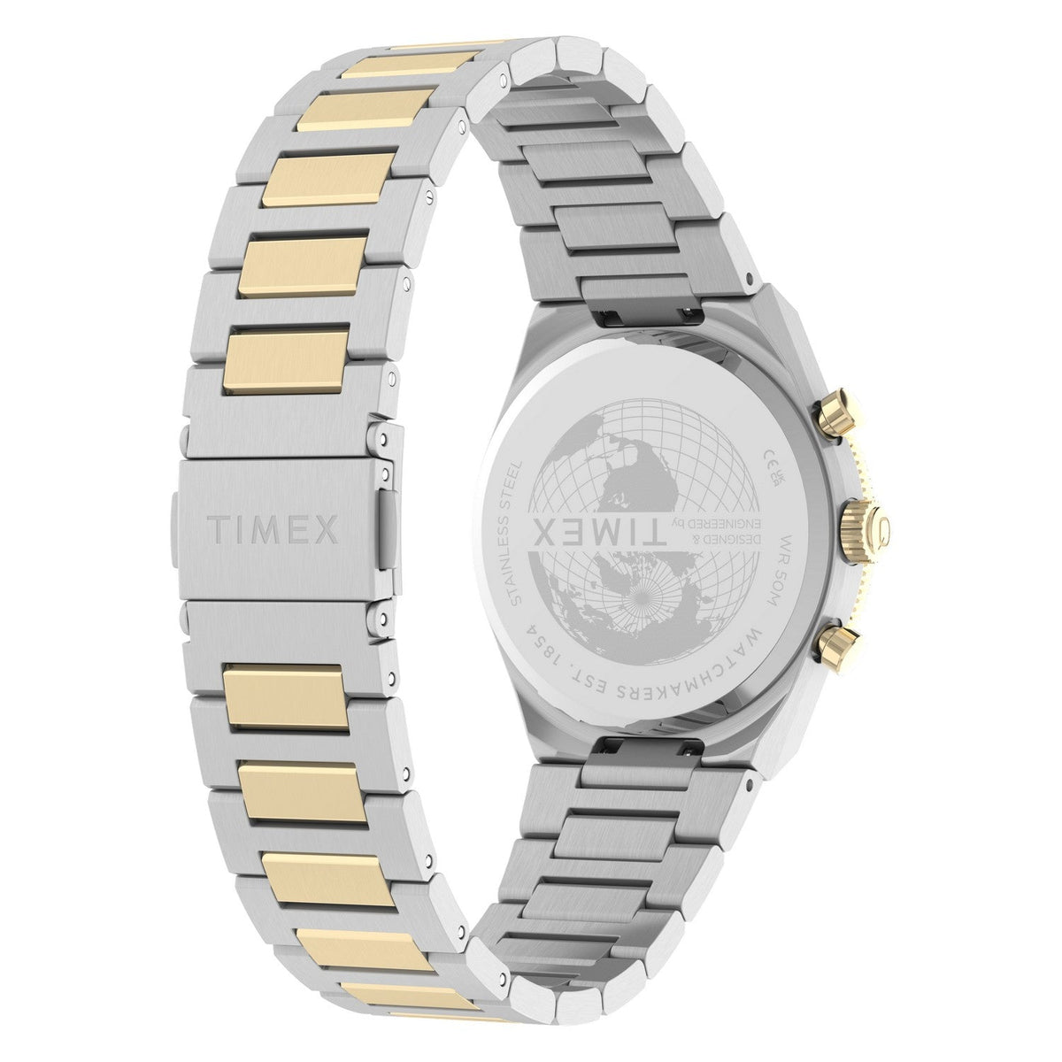 Timex Watches Unisex Q Timex Continental Chronograph 36mm Stainless Steel Bracelet Watch TW2Y92300