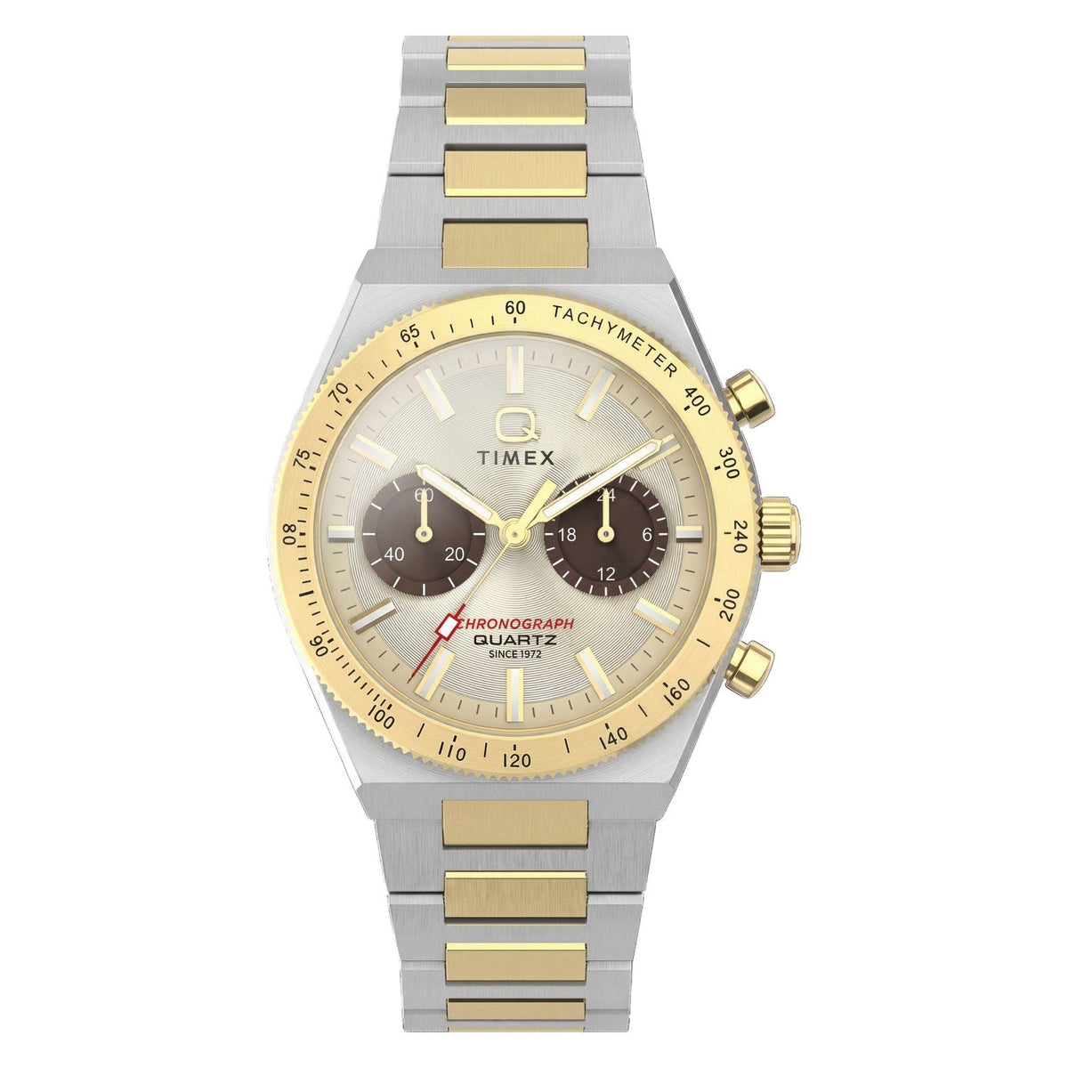 Timex Watches Unisex Q Timex Continental Chronograph 36mm Stainless Steel Bracelet Watch TW2Y92300