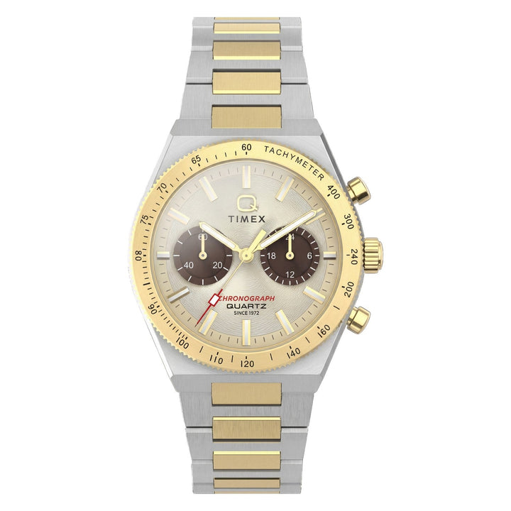 Timex Watches Unisex Q Timex Continental Chronograph 36mm Stainless Steel Bracelet Watch TW2Y92300