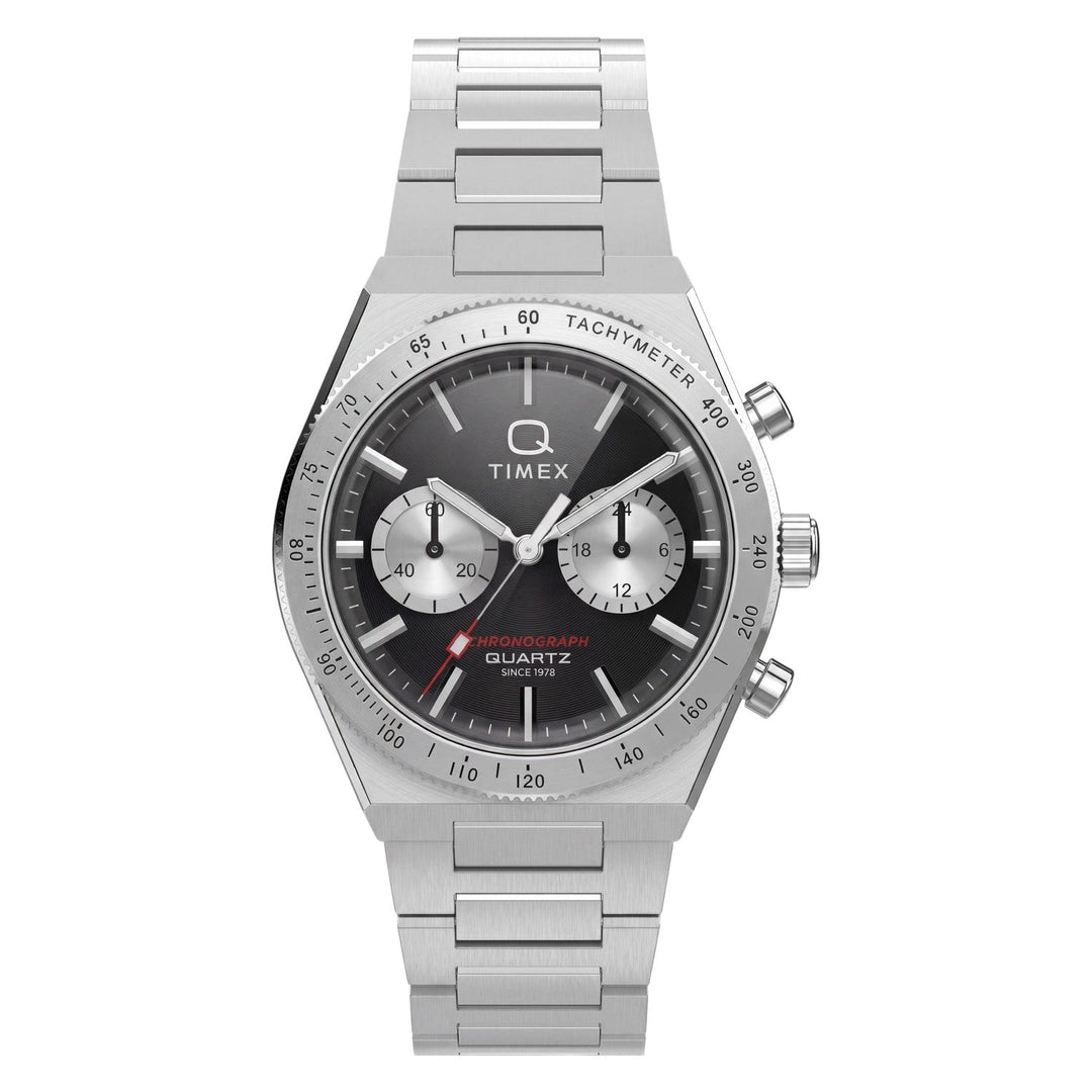 Timex Watches Unisex Q Timex Continental Chronograph 36mm Stainless Steel Bracelet Watch TW2Y93200