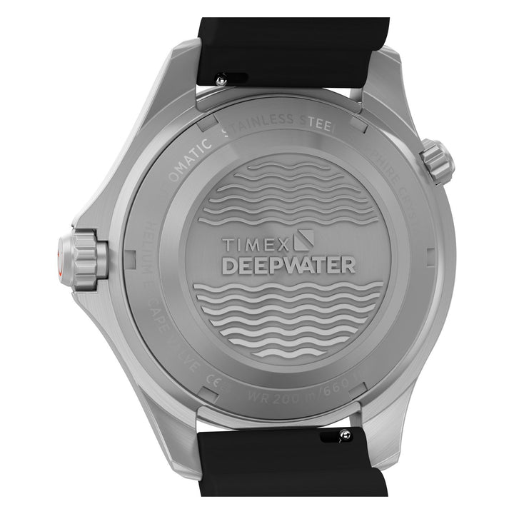 Timex Watches Mens Deepwater Meridian 200 HEV Automatic 44mm HNBR Synthetic Rubber Strap Watch TW3A01700