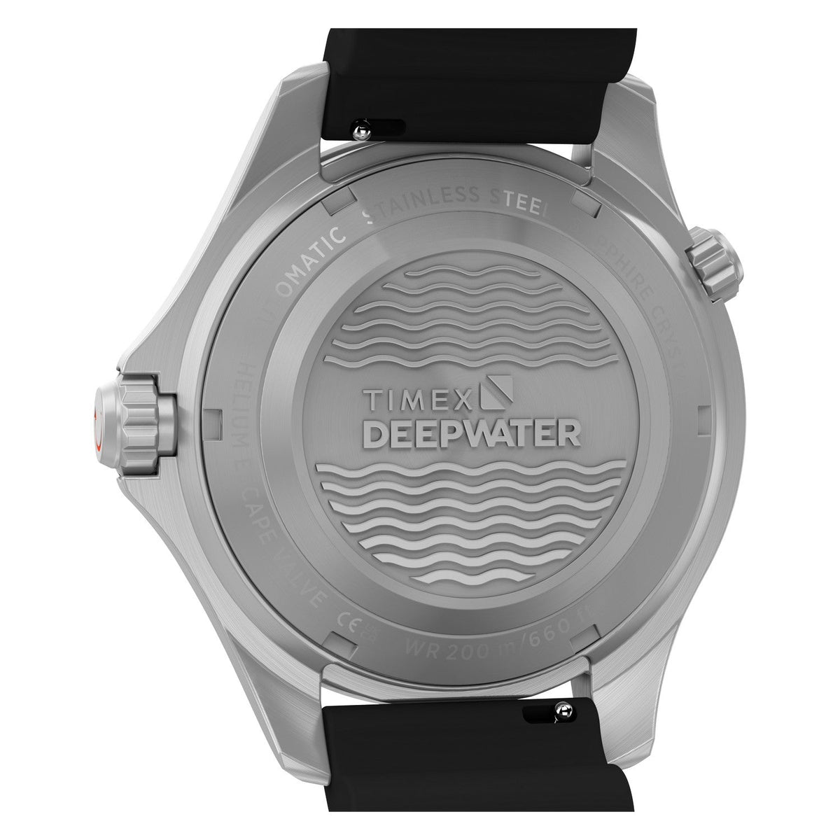 Timex Watches Mens Deepwater Meridian 200 HEV Automatic 44mm HNBR Synthetic Rubber Strap Watch TW3A01700