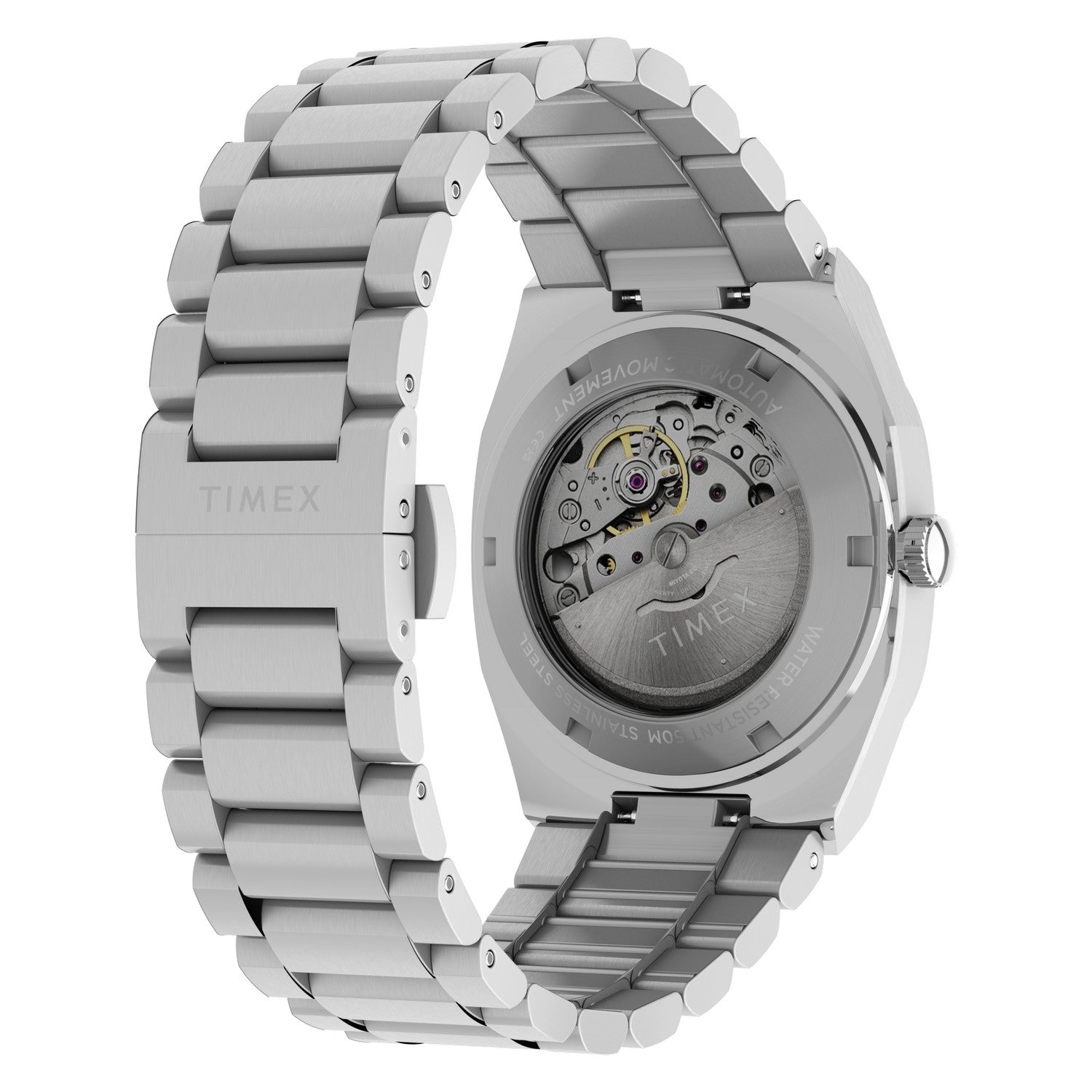 Timex Watches Mens Timex® Automatic E Line 38mm Stainless Steel Bracelet Watch TW6A00500