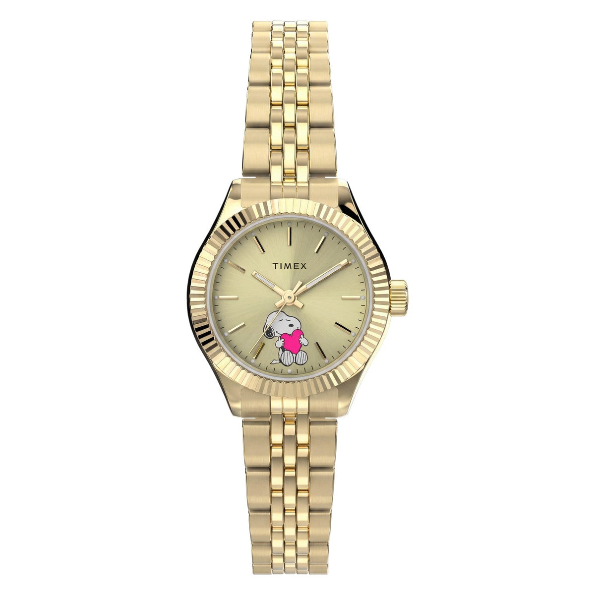 Timex Watches Womens Peanuts x Timex Legacy Mini Heart Hug 25mm Stainless Steel Bracelet Watch TW6A07400