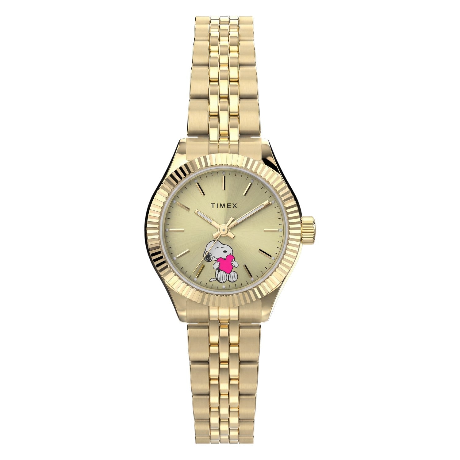 Timex Watches Womens Peanuts x Timex Legacy Mini Heart Hug 25mm Stainless Steel Bracelet Watch TW6A07400
