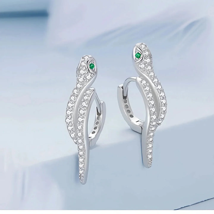 Textured and Twisted Snake Hoops Earrings