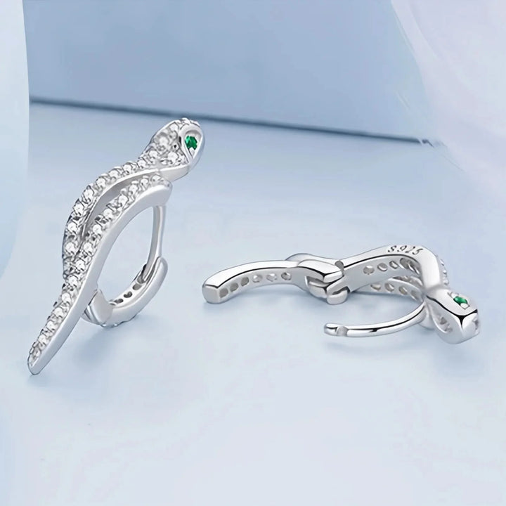 Textured and Twisted Snake Hoops Earrings