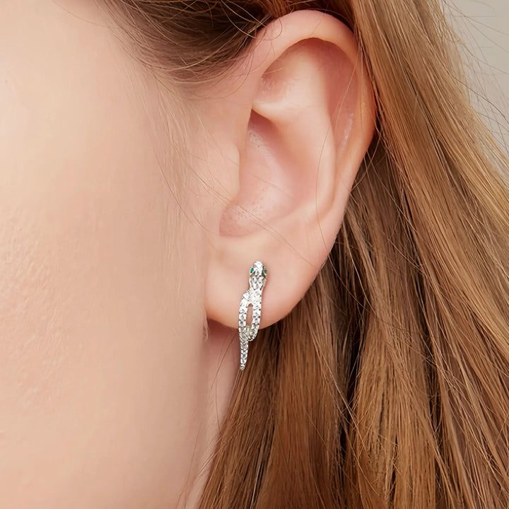 Textured and Twisted Snake Hoops Earrings