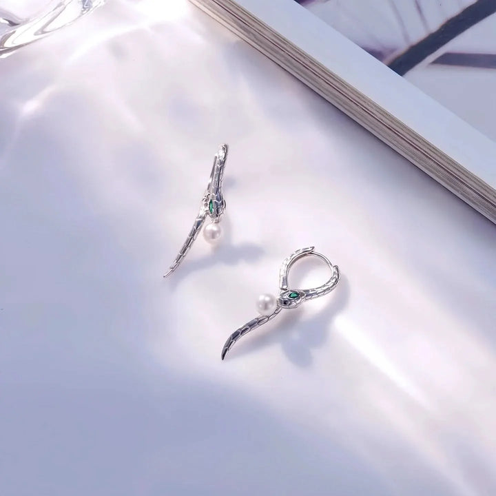 Thin and Sleek Snake Hoops Earrings