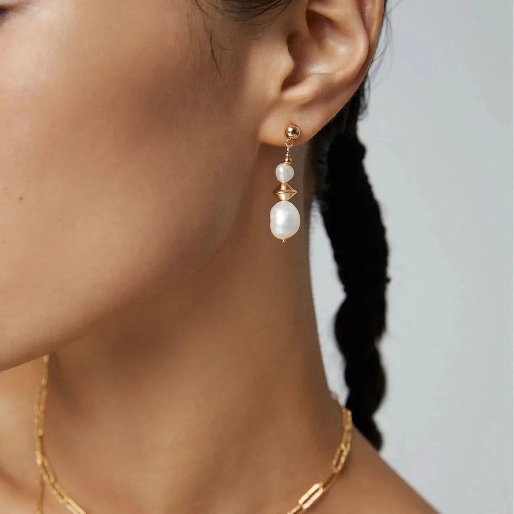 Gold Timeless Baroque Pearl Drop Earrings