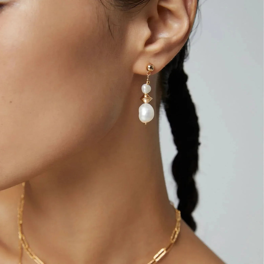 Gold Timeless Baroque Pearl Drop Earrings
