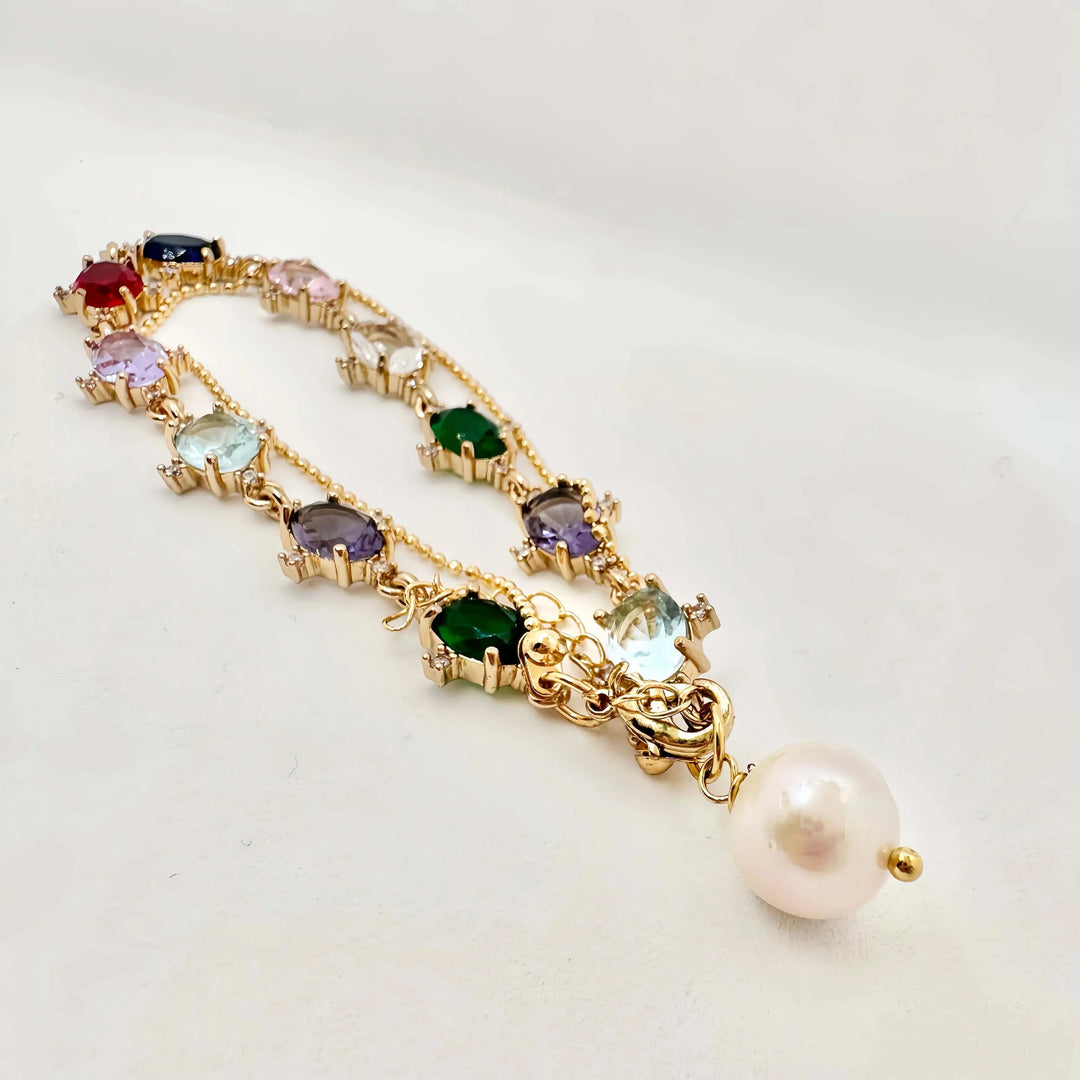 Rainbow Crystal Baroque Pearl Jewelry Set