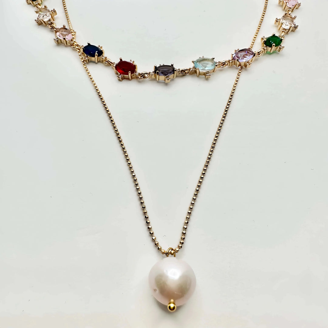 Rainbow Crystal Baroque Pearl Jewelry Set
