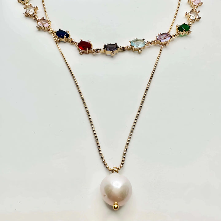 Rainbow Crystal Baroque Pearl Jewelry Set