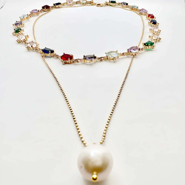 Rainbow Crystal Baroque Pearl Jewelry Set