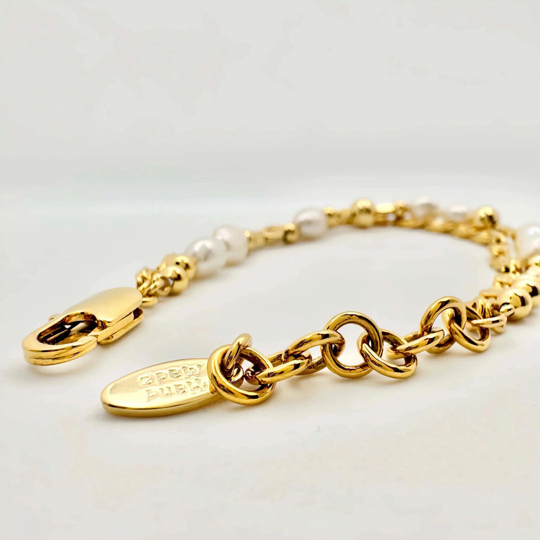 Two Layers Beaded Pearls Chain Bracelet