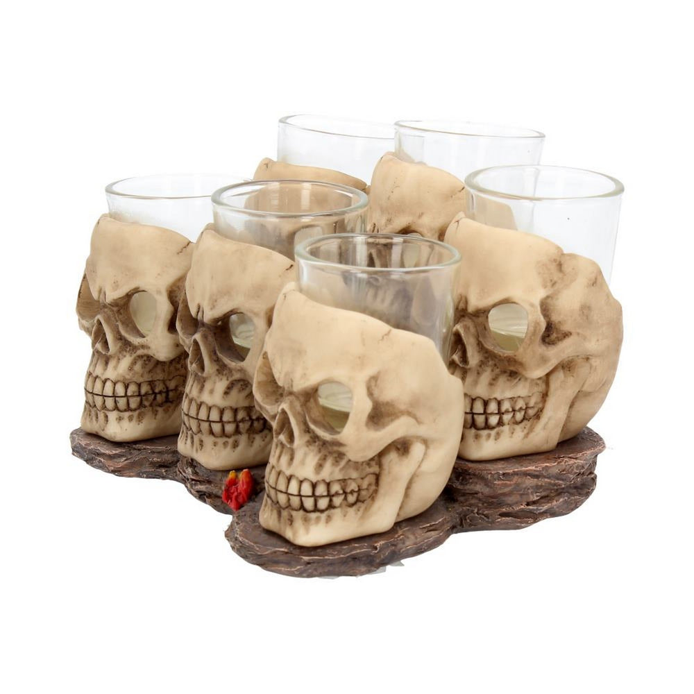 Six Shooter Skulls Skull Shot Glass Set U1646E5