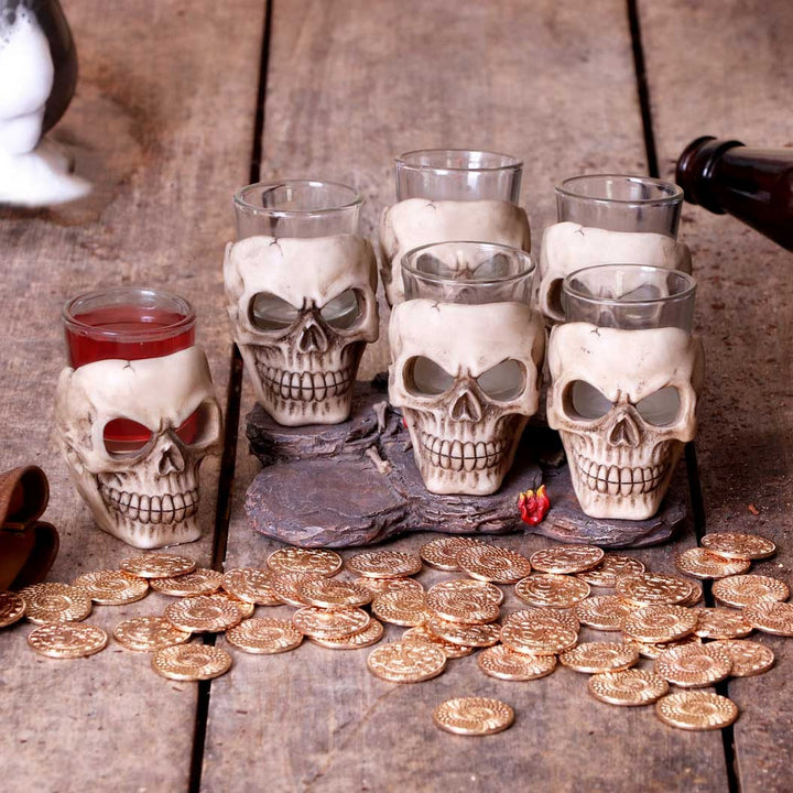 Six Shooter Skulls Skull Shot Glass Set U1646E5