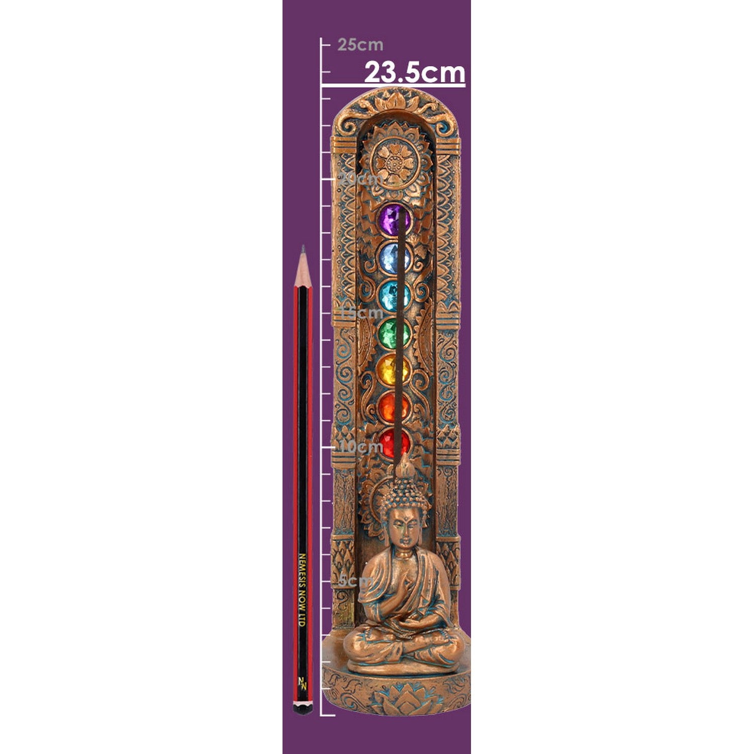 Bronzed Buddha Ascending Chakras Incense Burner 23.5cm U4117M8