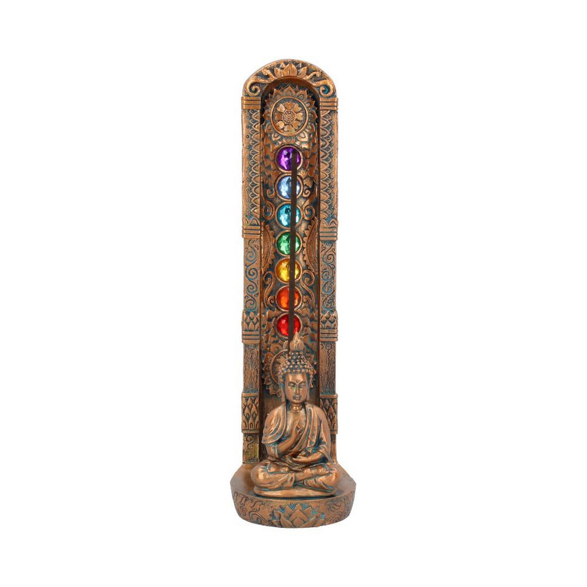 Bronzed Buddha Ascending Chakras Incense Burner 23.5cm U4117M8