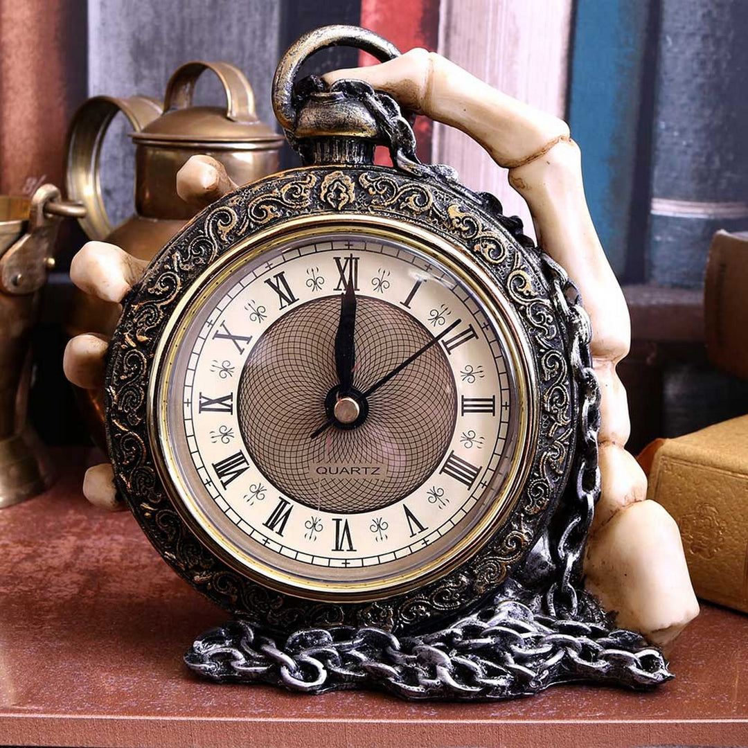 About Time Skeleton Hand and Pocket Watch Mantel Clock U4469N9