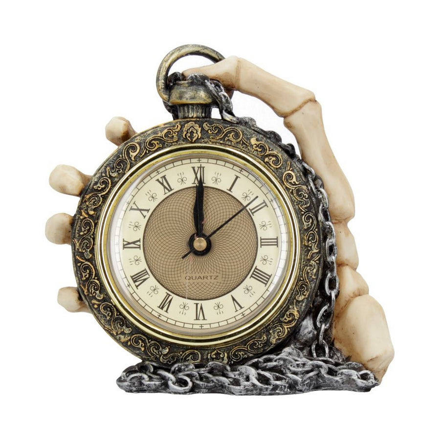 About Time Skeleton Hand and Pocket Watch Mantel Clock U4469N9
