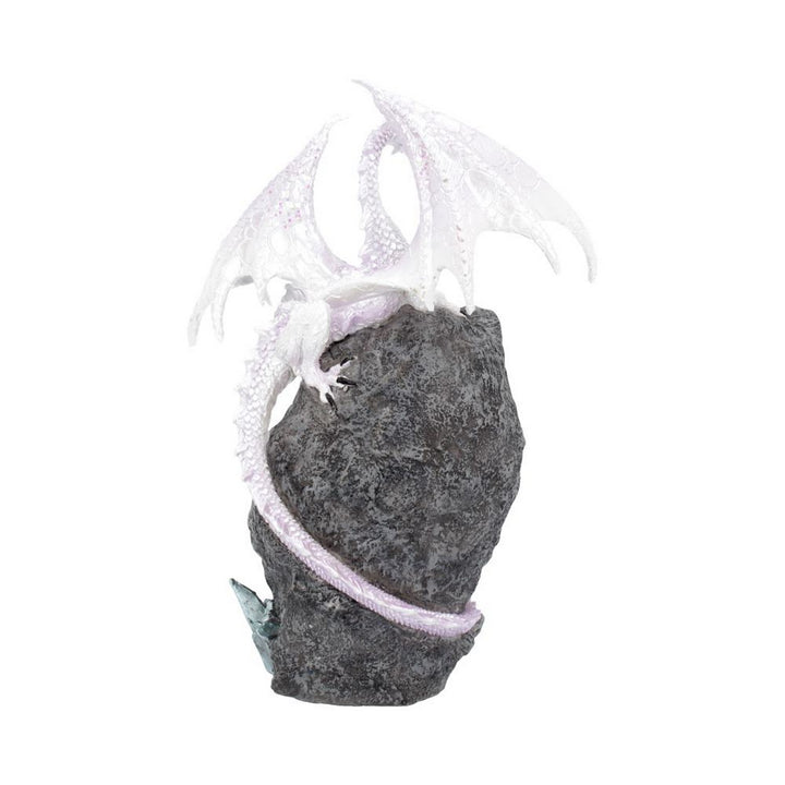 Glacial Custodian Fantasy White Dragon Sitting On A Geode 22cm U4496N9