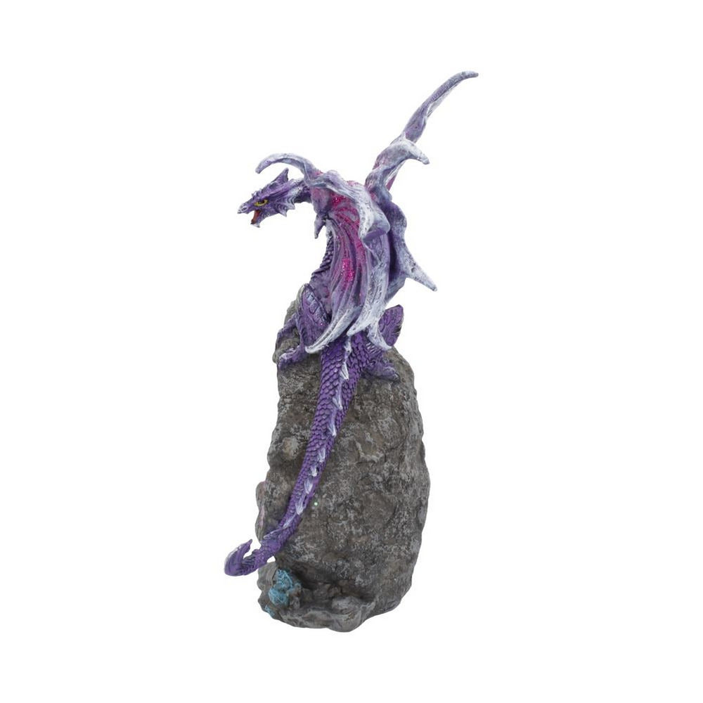 Amethyst Custodian Fantasy Purple Dragon Sitting On A Geode 22cm U4498N9