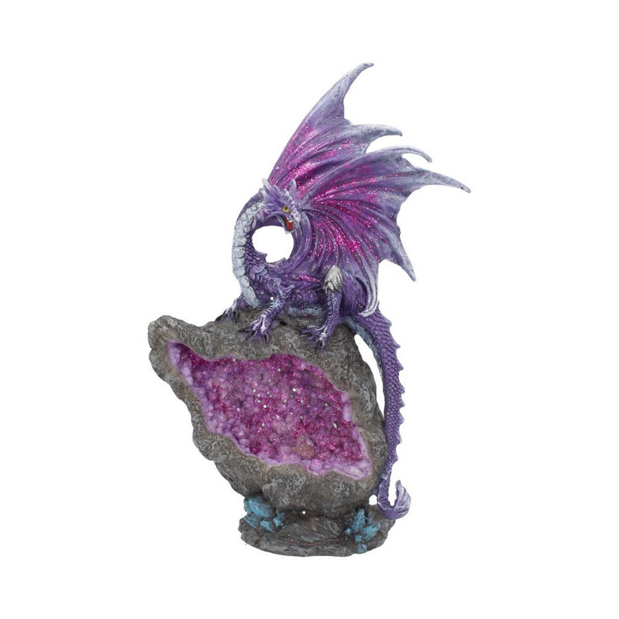 Amethyst Custodian Fantasy Purple Dragon Sitting On A Geode 22cm U4498N9
