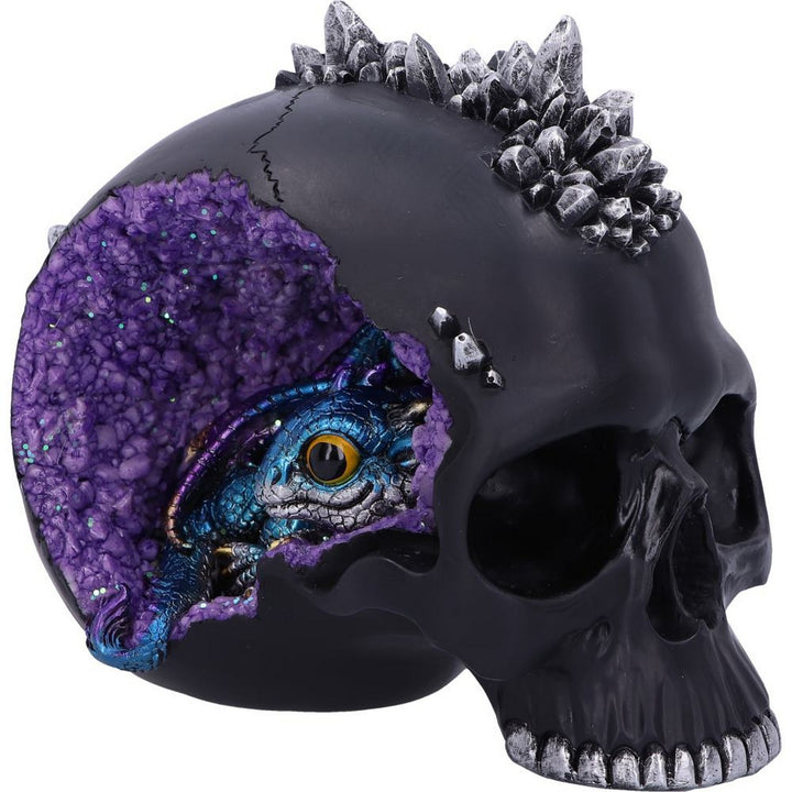 Crystal Cave Small Dragon Hiding within a Crystal Skull U5078R0