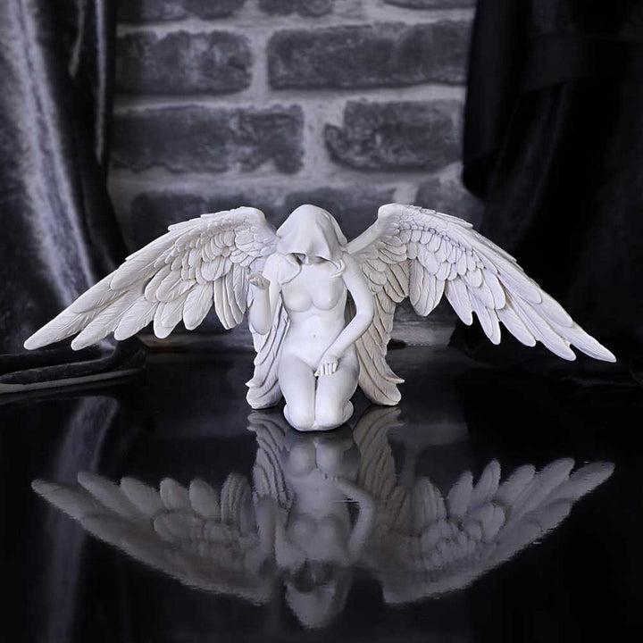 White Angels Offering Kneeling Caped Angel Figurine U5468T1