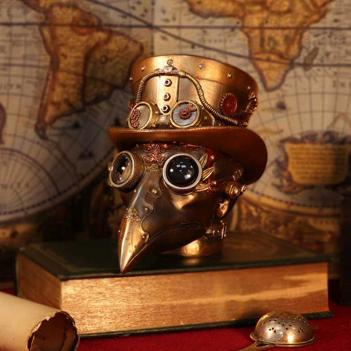 Steampunk Beaky Automaton Apothecary Plague Doctor Bust Figurine U5470T1