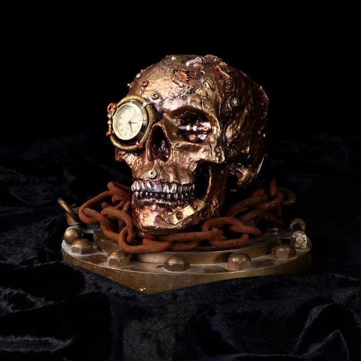 Bronze Scrapped Skull Steampunk Scrap Skeleton Figurine U5471T1