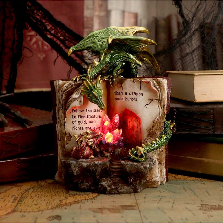 Hoard Finders Dragon with Book Crystal Figurine U5477T1