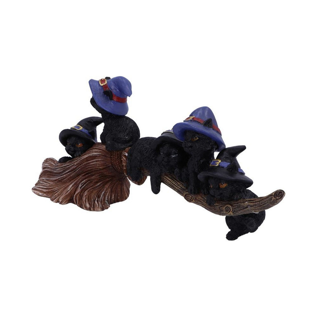 Purrfect Broomstick Witches Familiar Black Cats and Broomstick Figurine U5485T1