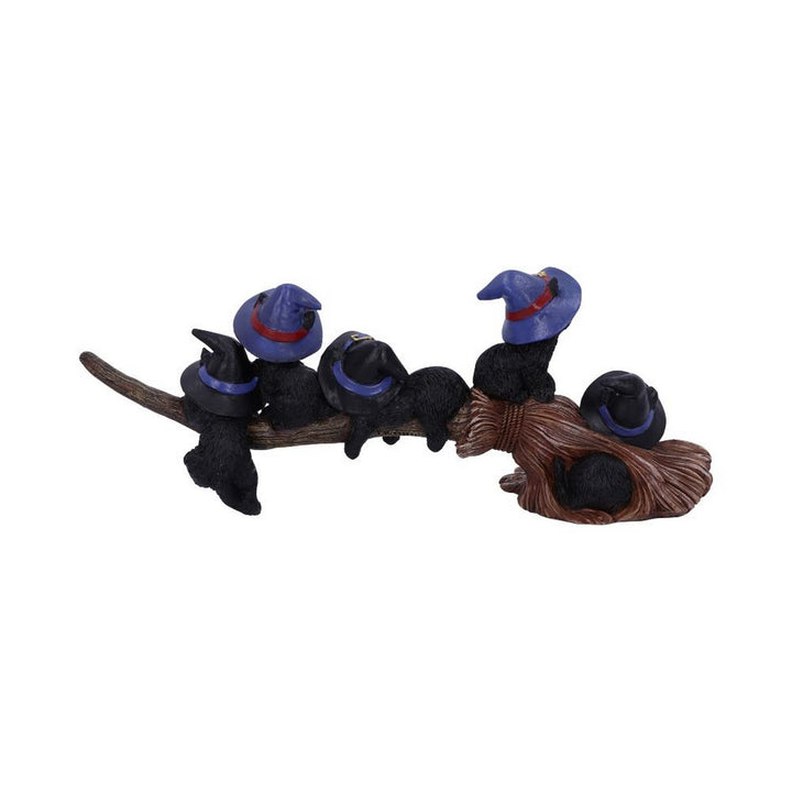 Purrfect Broomstick Witches Familiar Black Cats and Broomstick Figurine U5485T1