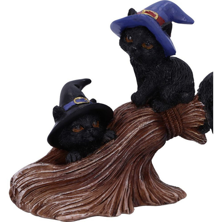Purrfect Broomstick Witches Familiar Black Cats and Broomstick Figurine U5485T1