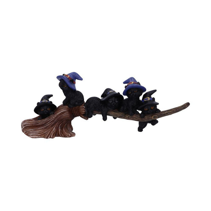 Purrfect Broomstick Witches Familiar Black Cats and Broomstick Figurine U5485T1
