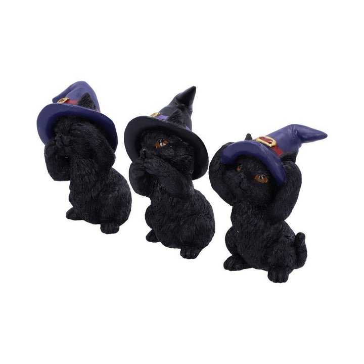 Three Wise Familiars See No Hear No Speak No Evil Black Cats Figurine U5487T1