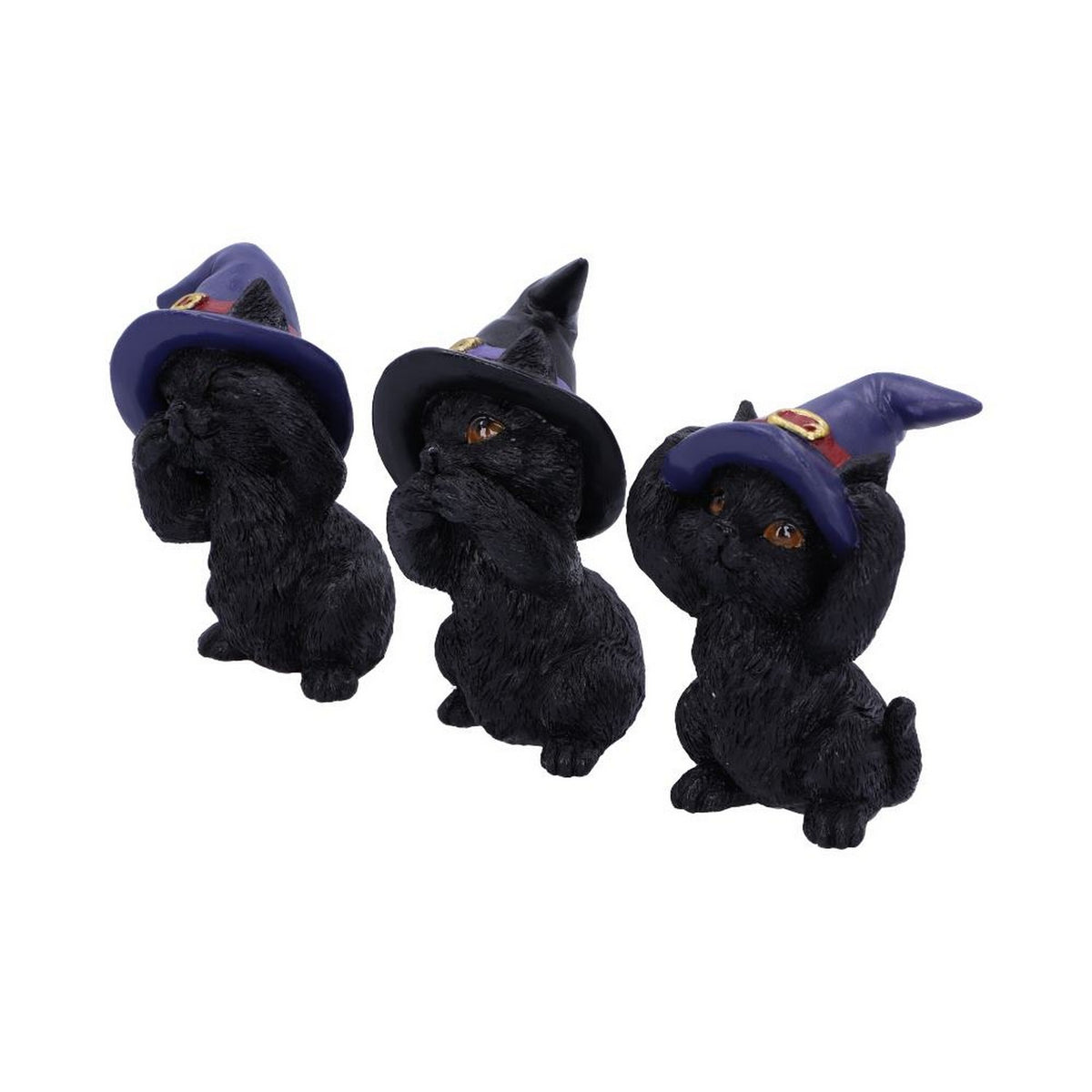 Three Wise Familiars See No Hear No Speak No Evil Black Cats Figurine U5487T1