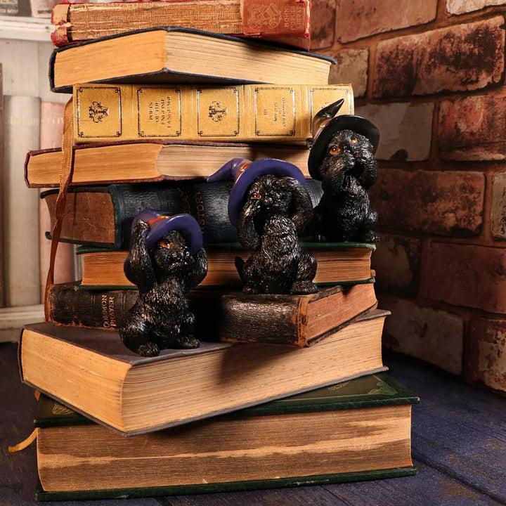 Three Wise Familiars See No Hear No Speak No Evil Black Cats Figurine U5487T1