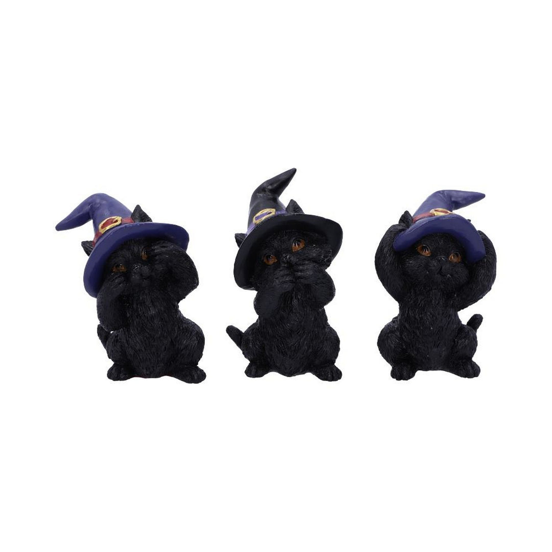 Three Wise Familiars See No Hear No Speak No Evil Black Cats Figurine U5487T1
