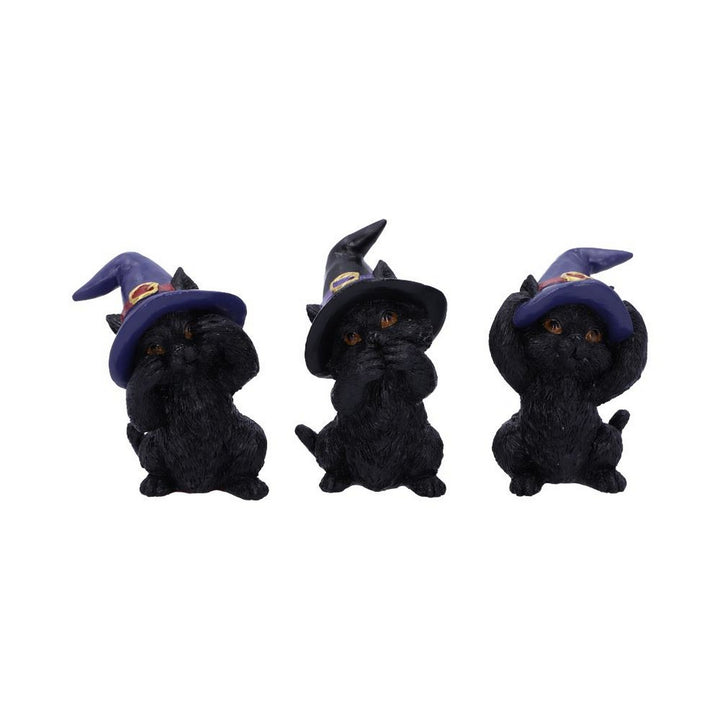 Three Wise Familiars See No Hear No Speak No Evil Black Cats Figurine U5487T1