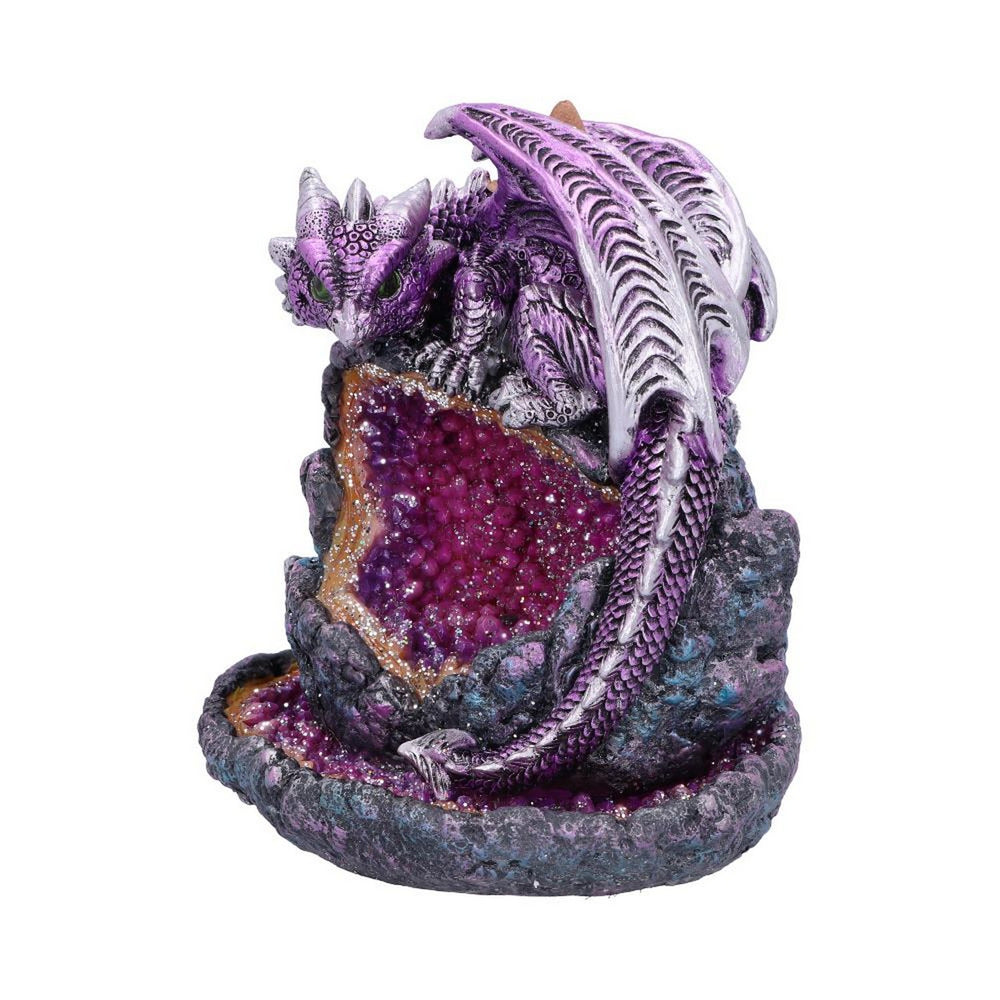 Crystalline Protector Purple Dragon Geode Backflow Incense Burner U5500T1