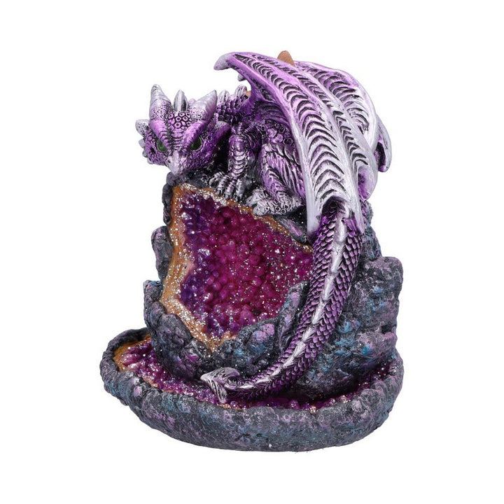 Crystalline Protector Purple Dragon Geode Backflow Incense Burner U5500T1